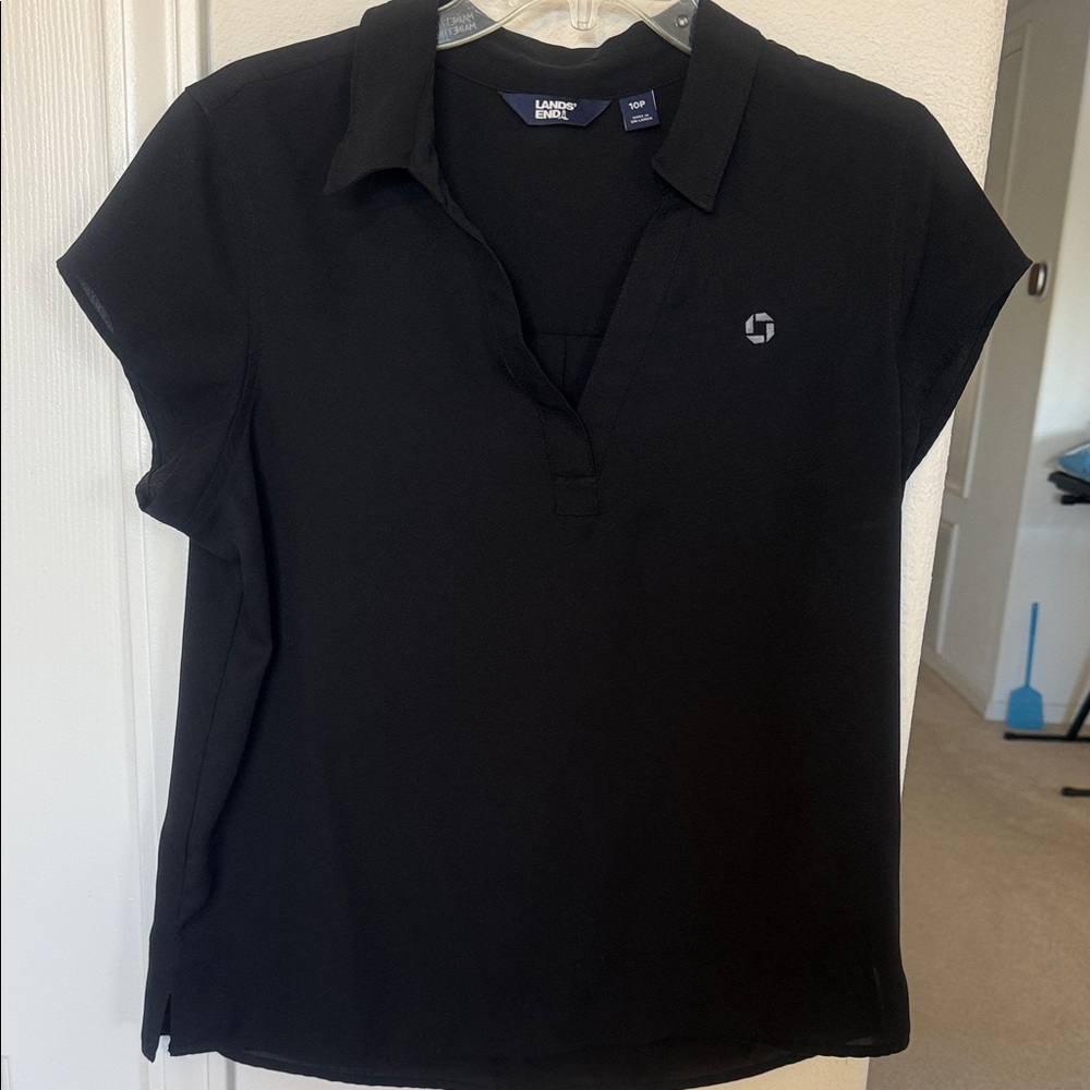 Lands' End Black Button Down Shirt